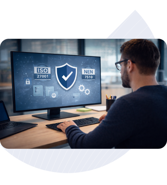 IT-professional werkt aan informatiebeveiliging en compliance binnen Running IT